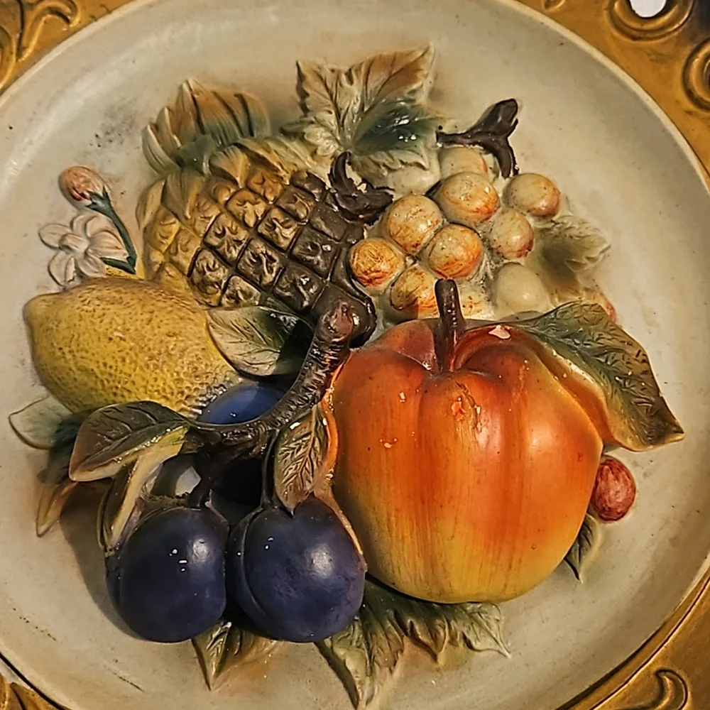 3D Napcoware C-7092 Colorful Fruit Pattern 1960's Collector Plate 10